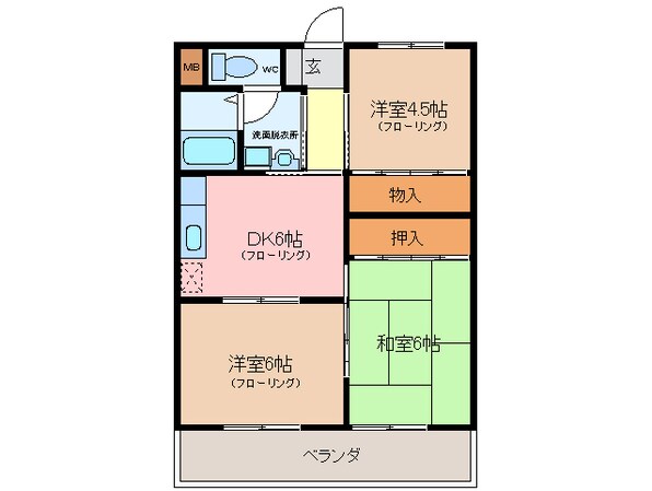 宇治山田駅 徒歩15分 3階の物件間取画像